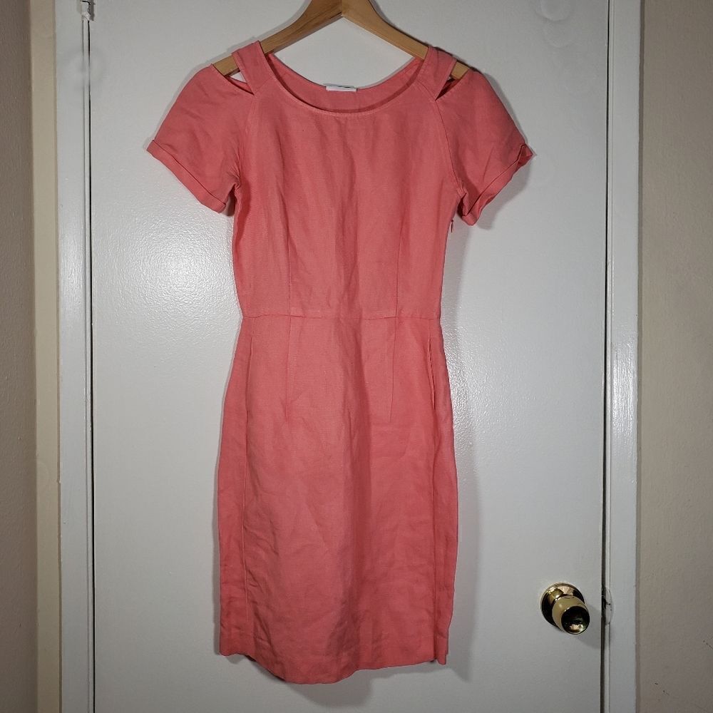 Zachary's Smile White Label Linen Blend Coral Short Sleeve Dress Size 0